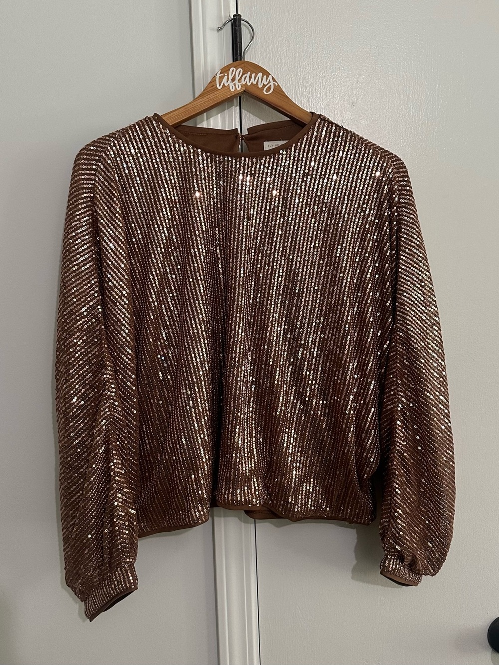 Flying Tomato Copper Brown Sequin Blouse